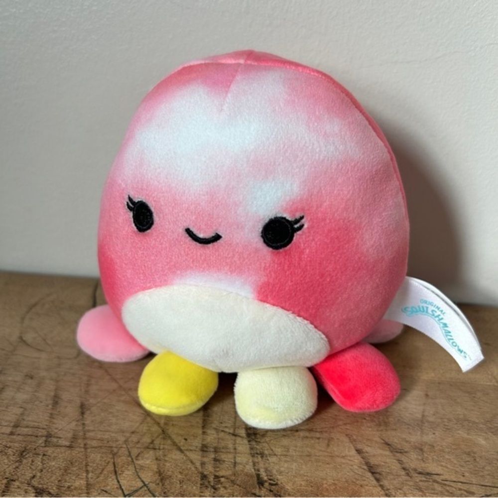 Squishmallows Orzella the Octopus Sea Life 5" Plush Toy Ocean Tie Dye Pink White